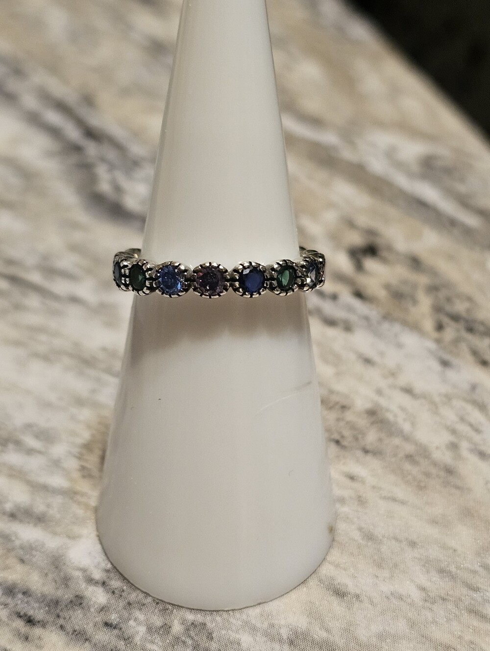 Adjustable Sterling Silver 925 Colorful CZ Ring
